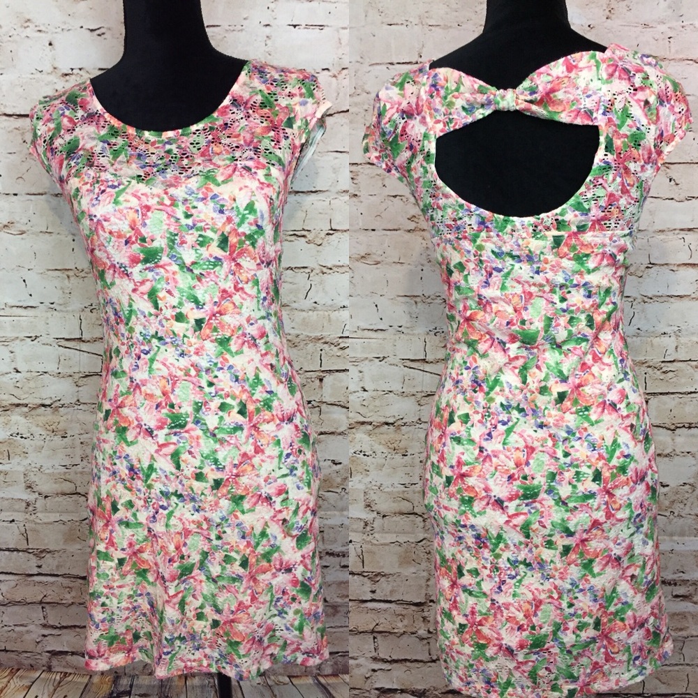 Free People Floral Lace Dress Open Back Mini Small